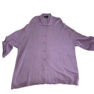 St John knit Steve Fabrikant lavender textured waffle santana knit sweater L